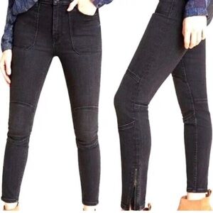 Pilcro and the Letterpress Black High-Rise Denim Ankle Moto Leggings